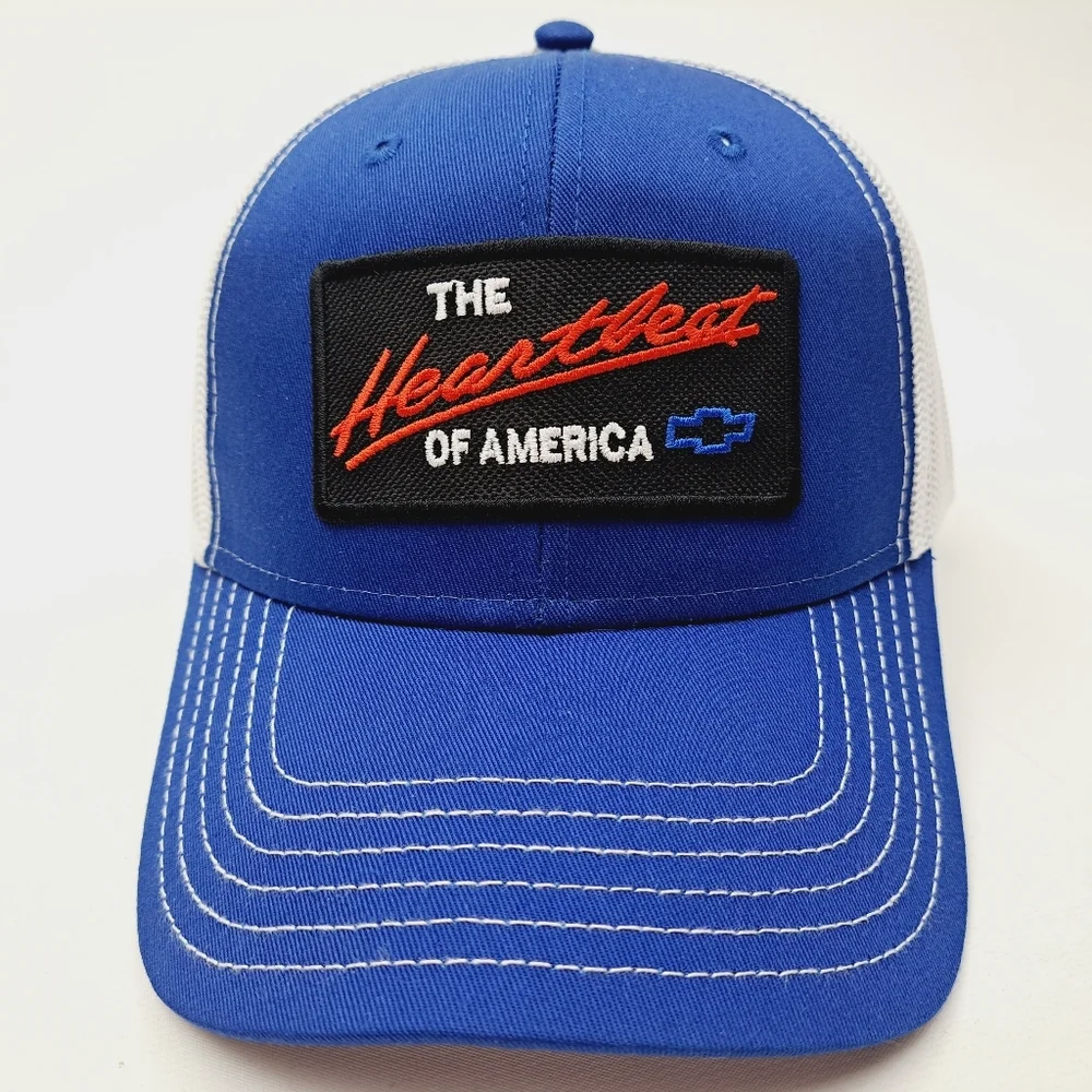 Chevy Chevrolet Embroidered Patch Trucker Mesh Snapback Cap Hat Blue